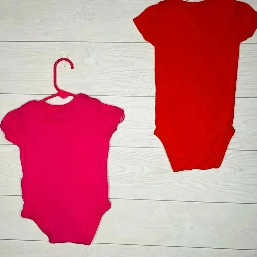 Carter’s bundle of baby girls’ pink & red onesies Size 9 months